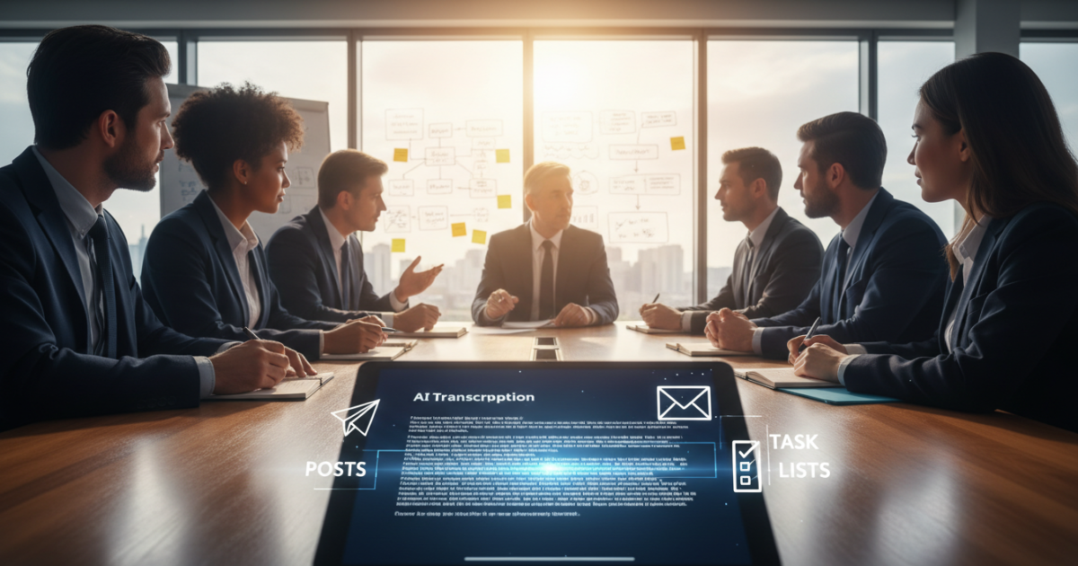 AI-Transkription + Content: Meetings werden zu Posts, Mails und Aufgaben
