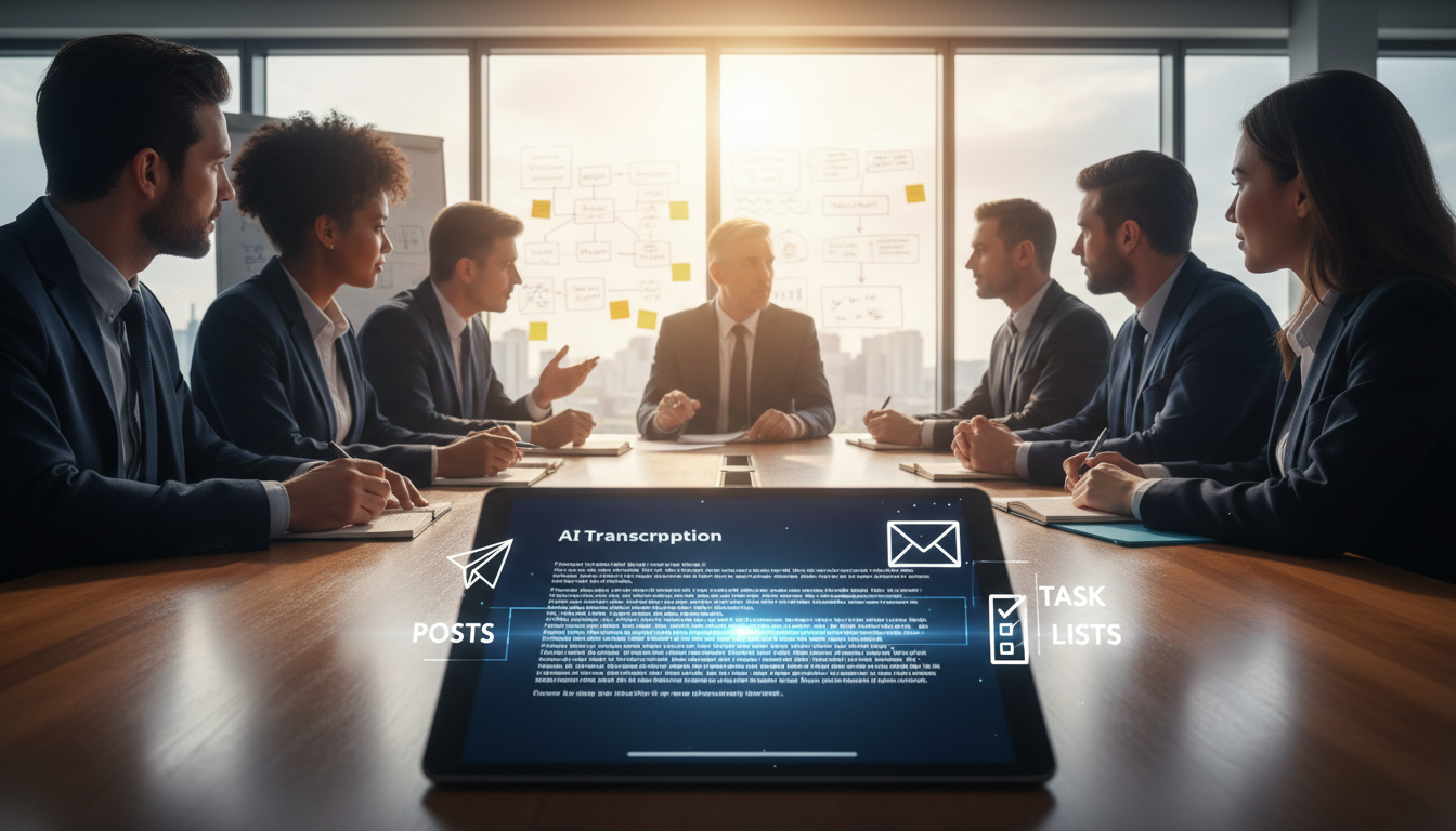 AI-Transkription + Content: Meetings werden zu Posts, Mails und Aufgaben