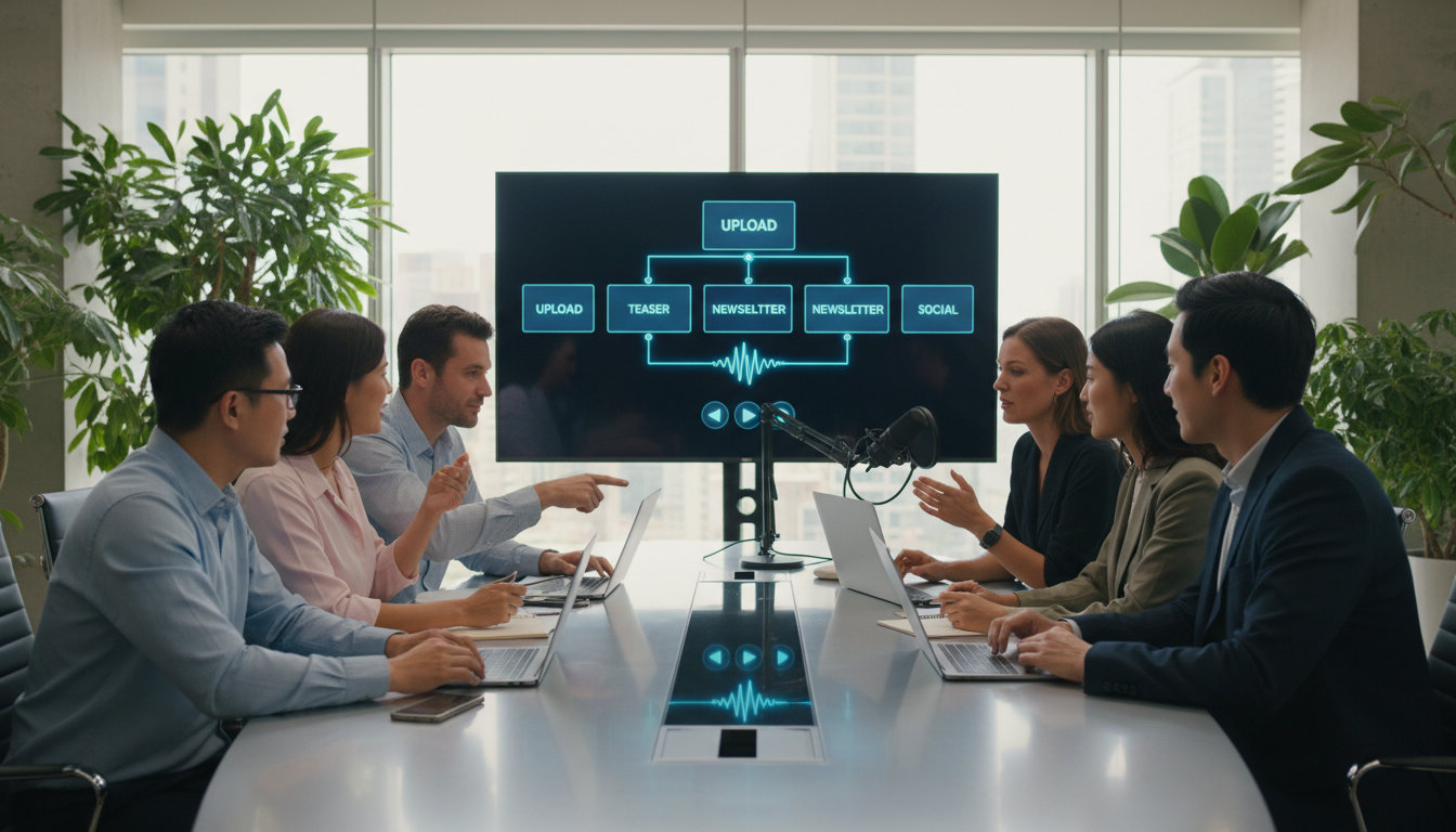 Automatisierte Podcast-Distribution: Upload → Teaser → Newsletter → Social